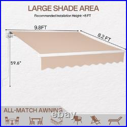 10x8 FT Manual Retractable Sun Shade Shelter Outdoor Patio Awning Canopy