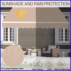 10x8 FT Manual Retractable Sun Shade Shelter Outdoor Patio Awning Canopy