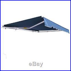 10x8 FT Outdoor Patio Manual Retractable Window Patio Awning Canopy Cover Blue