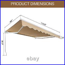 10x8 Ft Patio Awning Manual Retractable Window Deck Canopy Sun Shade Shelter New