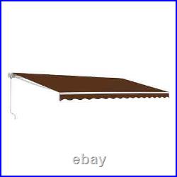 10x8 Ft Retractable Motorized Patio Awning Brown Canopy Outdoor Deck Garden Yard
