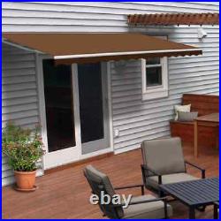 10x8 Ft Retractable Motorized Patio Awning Brown Canopy Outdoor Deck Garden Yard