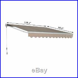 10x8 Manual Retractable Patio Awning Sun Shade Outdoor Deck Canopy Shelter