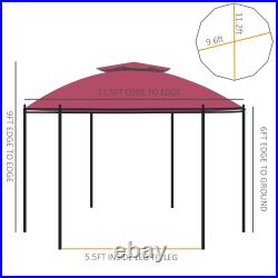 11.5' 2-Tier Round Roof Gazebo Tent Sun Shelter Garden Lawn Backyard Pavilion
