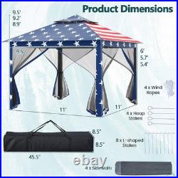 11 ft × 11 ft Pop up Gazebo withMesh Netting Sidewalls, Vented Top, Drainage Holes 11 ft × 11 ft Pop up Gazebo withMesh Netting Sidewalls, Vented Top, Drainage Holes