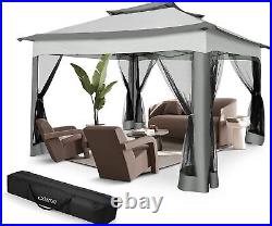 11'x 11' Canopy Pop-Up Gazebo Tent Shelter WithMosquito Netting Outdoor Patio