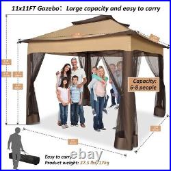 11'x 11' Canopy Pop-Up Gazebo Tent Shelter WithMosquito Netting Outdoor Patio NEW