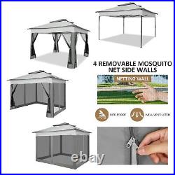 11' x 11' Double Roof Outdoor Patio Gazebo Pop Up Canopy Tent with Mesh Netting