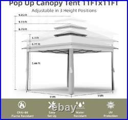11'x11' Outdoor 2-Tier Pop Up Gazebo Portable Party Tent with Mosquito Netting