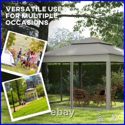 11'x11' Outdoor 2-Tier Pop Up Gazebo Portable Party Tent with Netting, Dark Gray