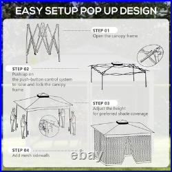 11'x11' Outdoor 2-Tier Pop Up Gazebo Portable Party Tent with Netting, Dark Gray