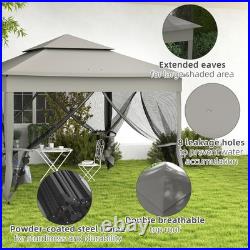 11'x11' Outdoor 2-Tier Pop Up Gazebo Portable Party Tent with Netting, Dark Gray