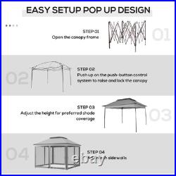 11'x11' Outdoor 2-Tier Pop Up Gazebo Portable Party Tent with Netting, Light Gray