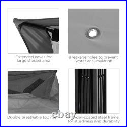 11'x11' Outdoor 2-Tier Pop Up Gazebo Portable Party Tent with Netting, Light Gray