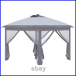 11'x11' Pop Up Gazebo Canopy Tent with Solar LED Light, Zippered Mesh Sidewalls