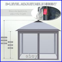 11'x11' Pop Up Gazebo Canopy Tent with Solar LED Light, Zippered Mesh Sidewalls