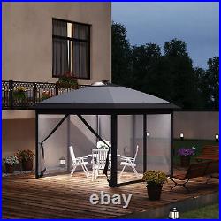 11'x11' Pop Up Gazebo Canopy Tent with Solar LED Light, Zippered Mesh Sidewalls