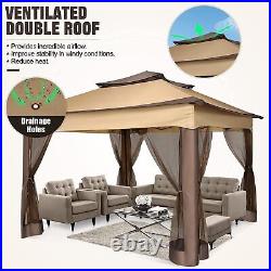 11'x11' Pop Up Gazebo Caonpy Tent with Mosquito Netting Waterproof Vented Roof
