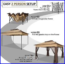 11'x11' Pop Up Gazebo Caonpy Tent with Mosquito Netting Waterproof Vented Roof