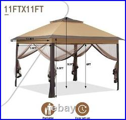 11'x11' Pop-Up Portable Gazebo Canopy Tent Patio, Garden, Outdoor Steel Shelter