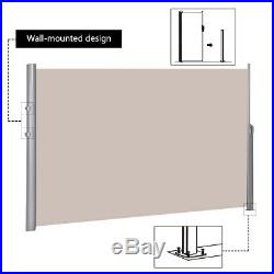 118.5 x 71 Patio Retractable Folding Side Awning Screen Privacy Divider Beige