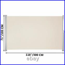 118 x 71 Patio Retractable Folding Side Awning Screen Privacy Divider Beige