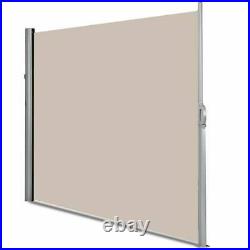 118 x 71 Patio Retractable Folding Side Awning Screen Privacy Divider Beige