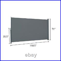 118x71 Patio Retractable Side Awning Wind Screen Privacy Shade Outdoor Garden