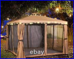 11x11' Gazebo Canopy Tent Pop-Up with Mosquito Netting Outdoor Party Shelter