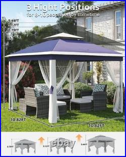 11x11 Pop Up Canopy Tent, Mosquito Net, Waterproof & UV Resistant Outdoor Gazebo
