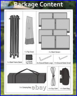 11x11 Pop Up Canopy Tent, Mosquito Net, Waterproof & UV Resistant Outdoor Gazebo
