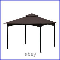 11x11Ft Outdoor Patio Square Steel Gazebo Canopy With Double Roof for Lawn Garde