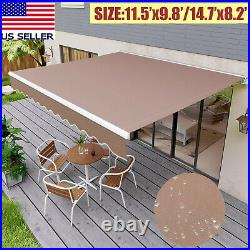 12'×10'/15'×8' Retractable Patio Awning Aluminum Deck Sunshade Shelter Outdoor +