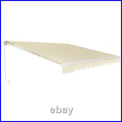 12'×10' Retractable Patio Awning Aluminum Deck Sunshade Shelter Outdoor Beige