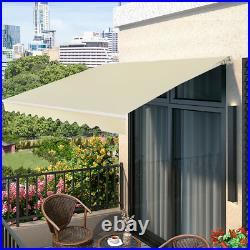 12×10 Retractable Patio Awning Aluminum Deck Sunshade Shelter Outdoor Beige