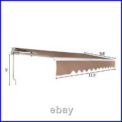 12'×10' Retractable Patio Awning Aluminum Deck Sunshade Shelter Waterproof Sandy