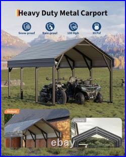 12×13/12×20/12×26 ft Vehicle-Shelter-Equipment Metal Carport, Heavy-Duty Reinfor