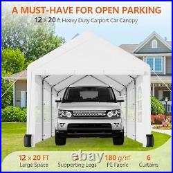 12 20 Heavy Duty Carport Canopy, Portable Car Tent Garage for Car, SUV, Truck