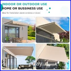 12 X 10 FT Patio Awning Manual Retractable Sun Shade Canopy Outdoor Deck Shelter