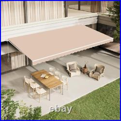 12 X 10 FT Patio Awning Manual Retractable Sun Shade Canopy Outdoor Deck Shelter
