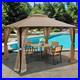 12-X-10-Outdoor-Patio-Gazebo-Canopy-Shelter-Double-Top-Sidewalls-Netting-Brown-01-tb