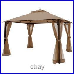 12' X 10' Outdoor Patio Gazebo Canopy Shelter Double Top Sidewalls Netting Brown 12' X 10' Outdoor Patio Gazebo Canopy Shelter Double Top Sidewalls Netting Brown