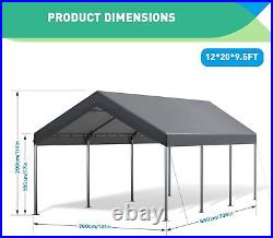 12' X 20' Portable Heavy Duty Canopy Garage Tent Car Carport Shelter Steel Frame