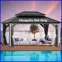 12'X16' Khaki Gazebo Mosquito Netting Replacement Universal 4-Panel Sidewalls