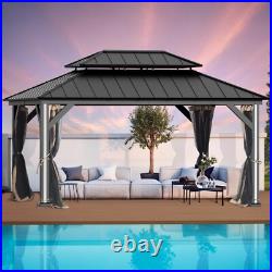 12'X16' Khaki Gazebo Mosquito Netting Replacement Universal 4-Panel Sidewalls