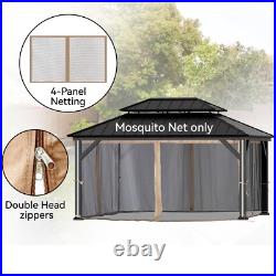 12'X16' Khaki Gazebo Mosquito Netting Replacement Universal 4-Panel Sidewalls