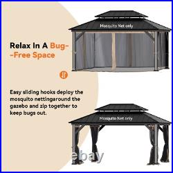 12'X16' Khaki Gazebo Mosquito Netting Replacement Universal 4-Panel Sidewalls