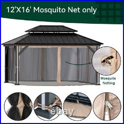 12'X16' Khaki Gazebo Mosquito Netting Replacement Universal 4-Panel Sidewalls