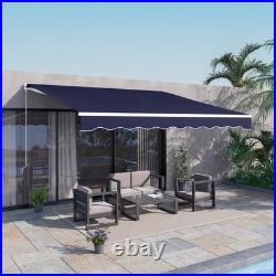 12' x 10' Electric Retractable Patio Awning with Remote UV Resistant Blue