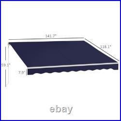 12' x 10' Electric Retractable Patio Awning with Remote UV Resistant Blue